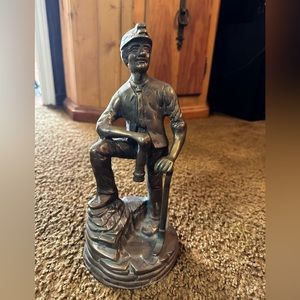 Vintage Gold/Coal Mining Engineer Metal Brass Statue